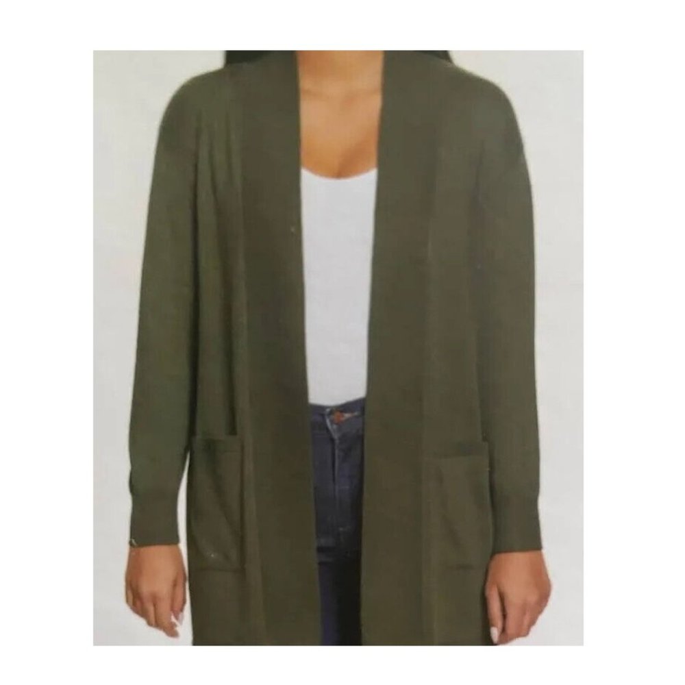 NWoT Gloria Vanderbilt Women Open Front Relaxed Cardigan Green Size M $80 8D193